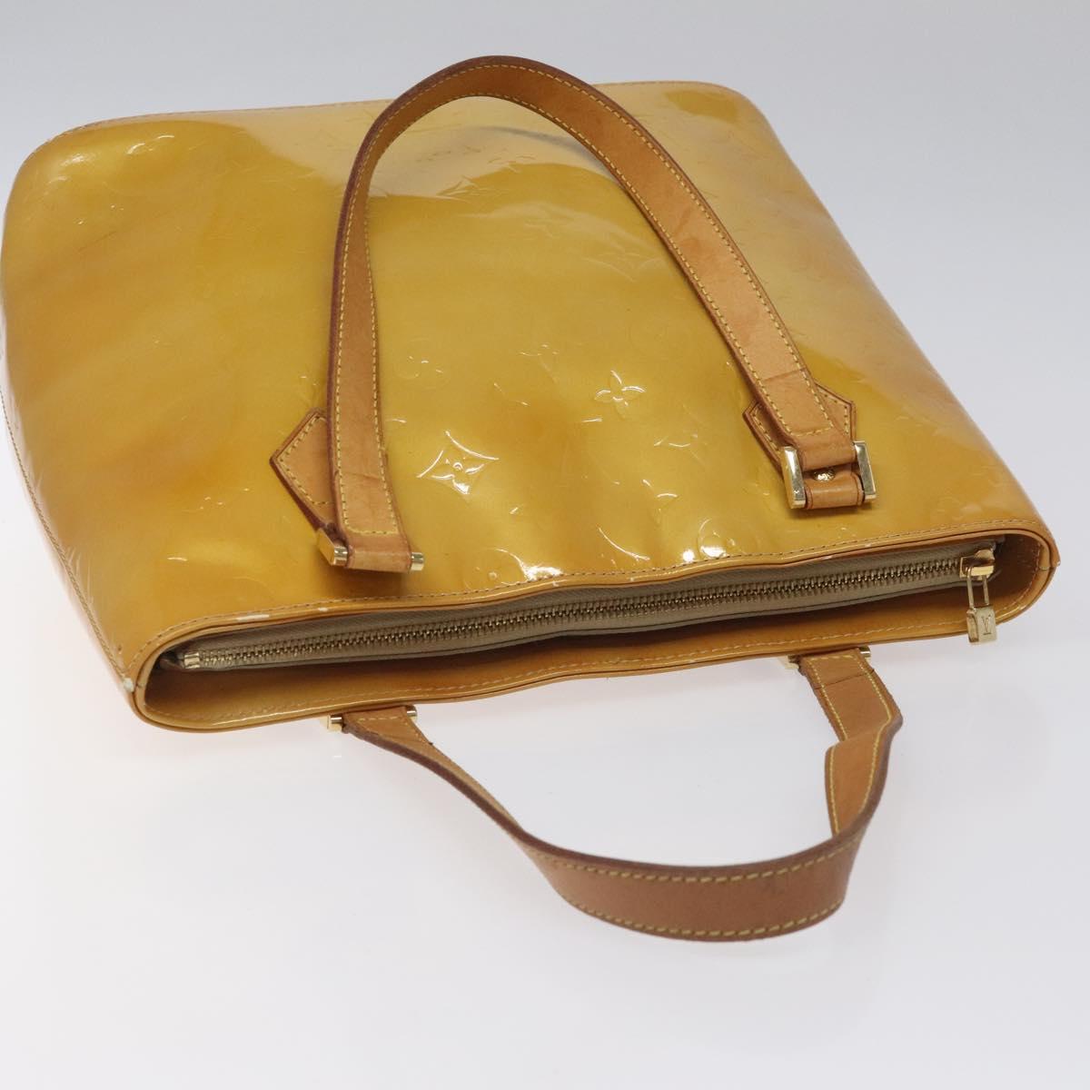 LOUIS VUITTON Monogram Vernis Houston Hand Bag Beige M91004 LV Auth 112869