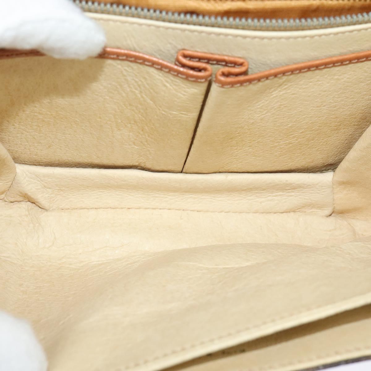 CELINE Macadam Canvas Shoulder Bag PVC Leather Brown Gold Auth 112874