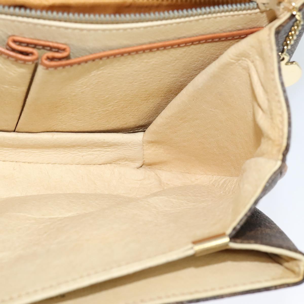 CELINE Macadam Canvas Shoulder Bag PVC Leather Brown Gold Auth 112874