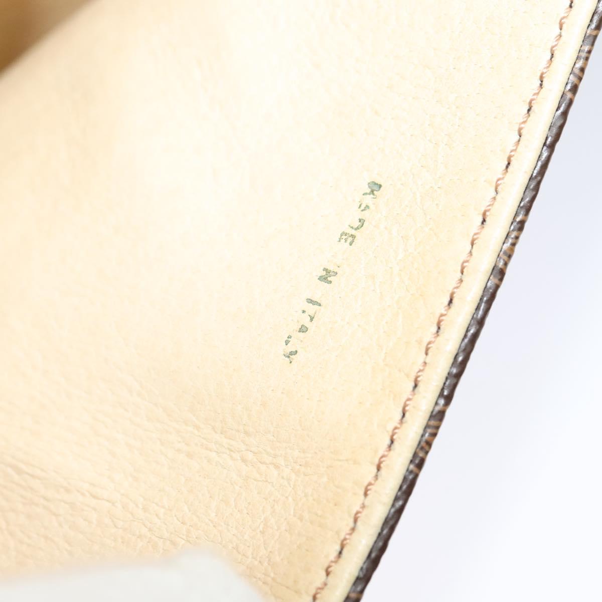 CELINE Macadam Canvas Shoulder Bag PVC Leather Brown Gold Auth 112874