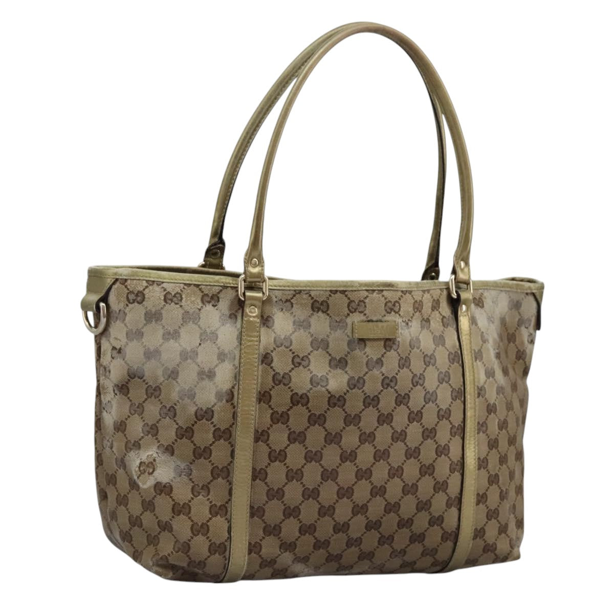 GUCCI GG Crystal Shoulder Bag Beige 197953 Auth 112921