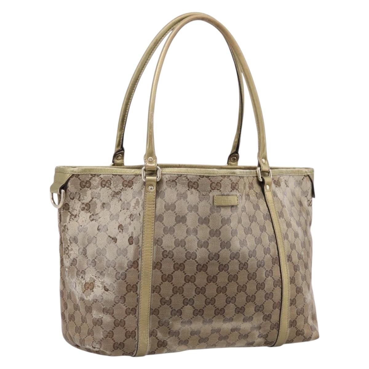 GUCCI GG Crystal Shoulder Bag Beige 197953 Auth 112921