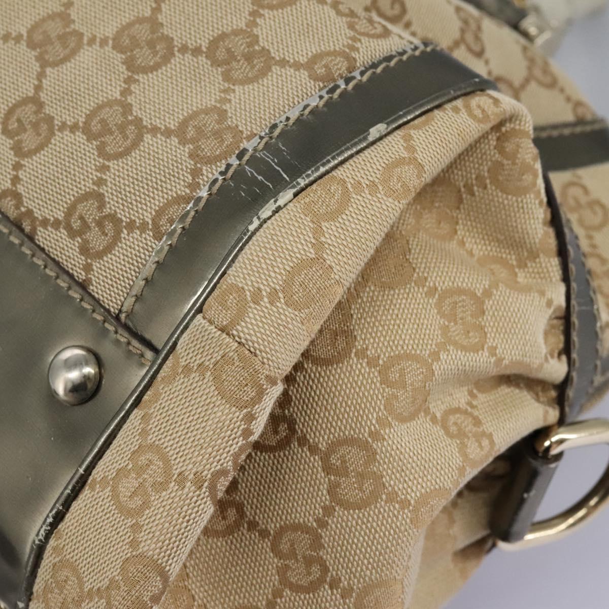 GUCCI Bamboo GG Canvas Hand Bag 2way Beige Auth 112922