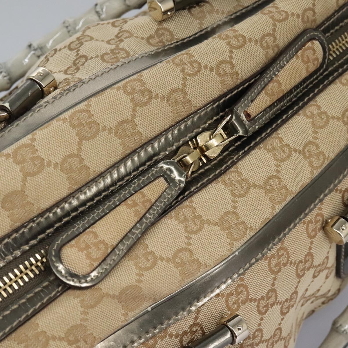 GUCCI Bamboo GG Canvas Hand Bag 2way Beige Auth 112922