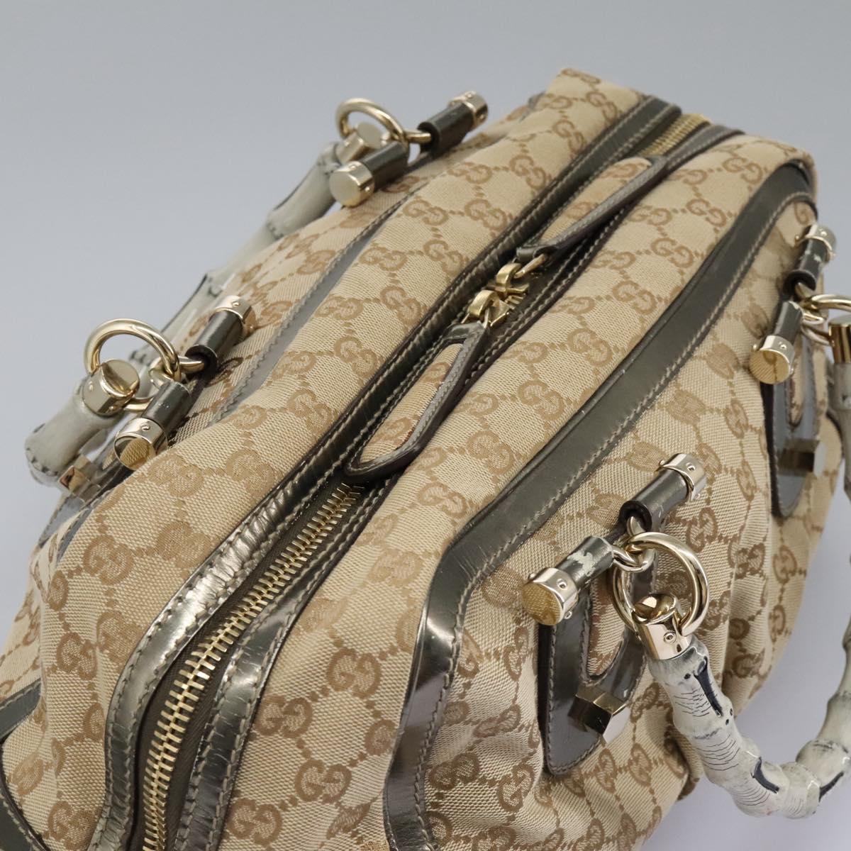 GUCCI Bamboo GG Canvas Hand Bag 2way Beige Auth 112922