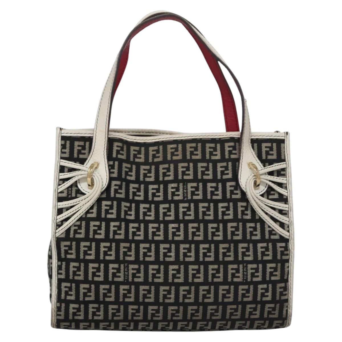 FENDI Zucchino Canvas Hand Bag Black Auth 112924