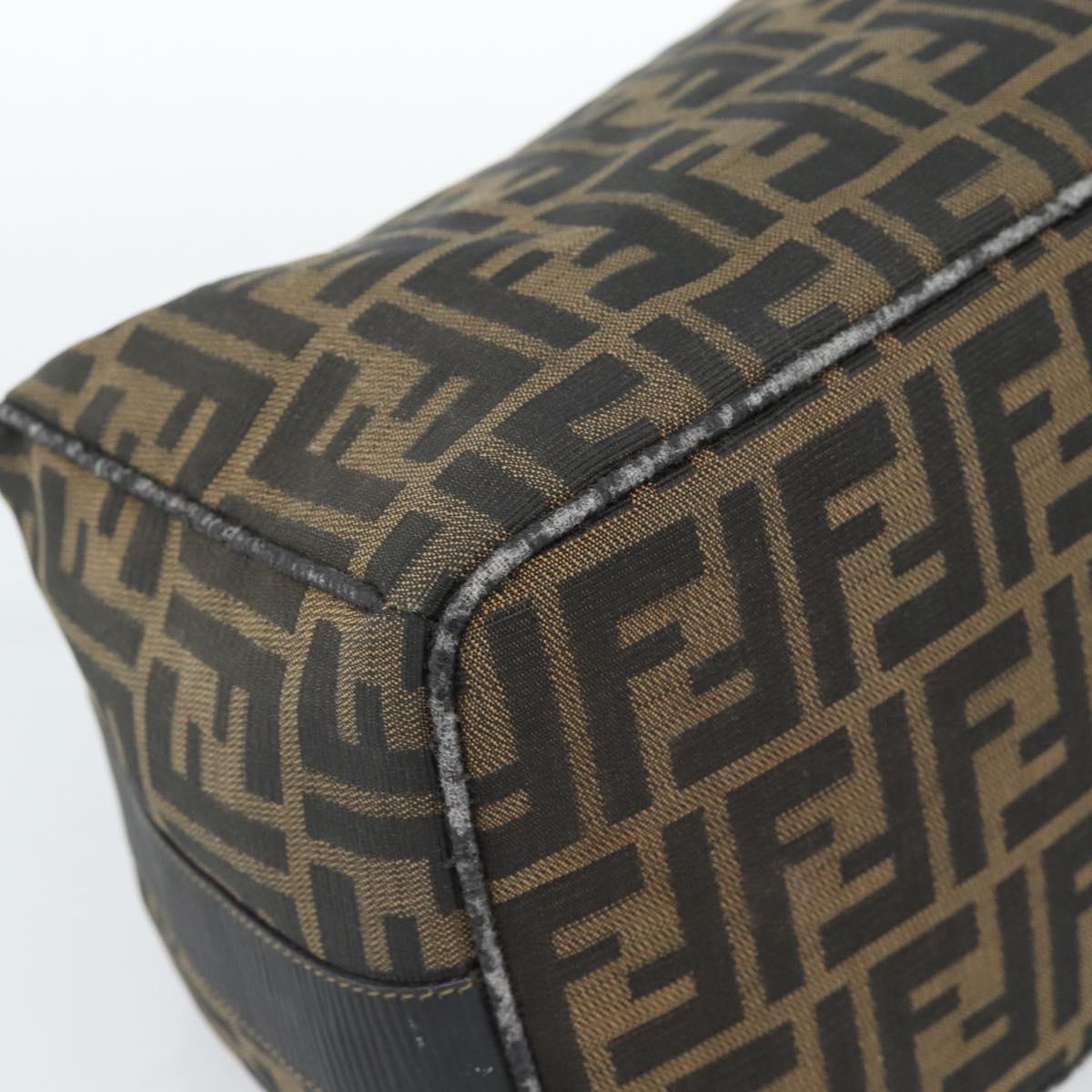 FENDI Zucca Canvas Vanity Pouch Brown Black gold Auth 112925