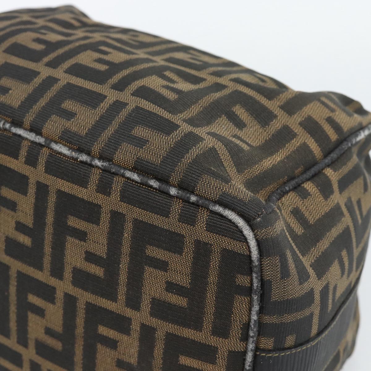 FENDI Zucca Canvas Vanity Pouch Brown Black gold Auth 112925