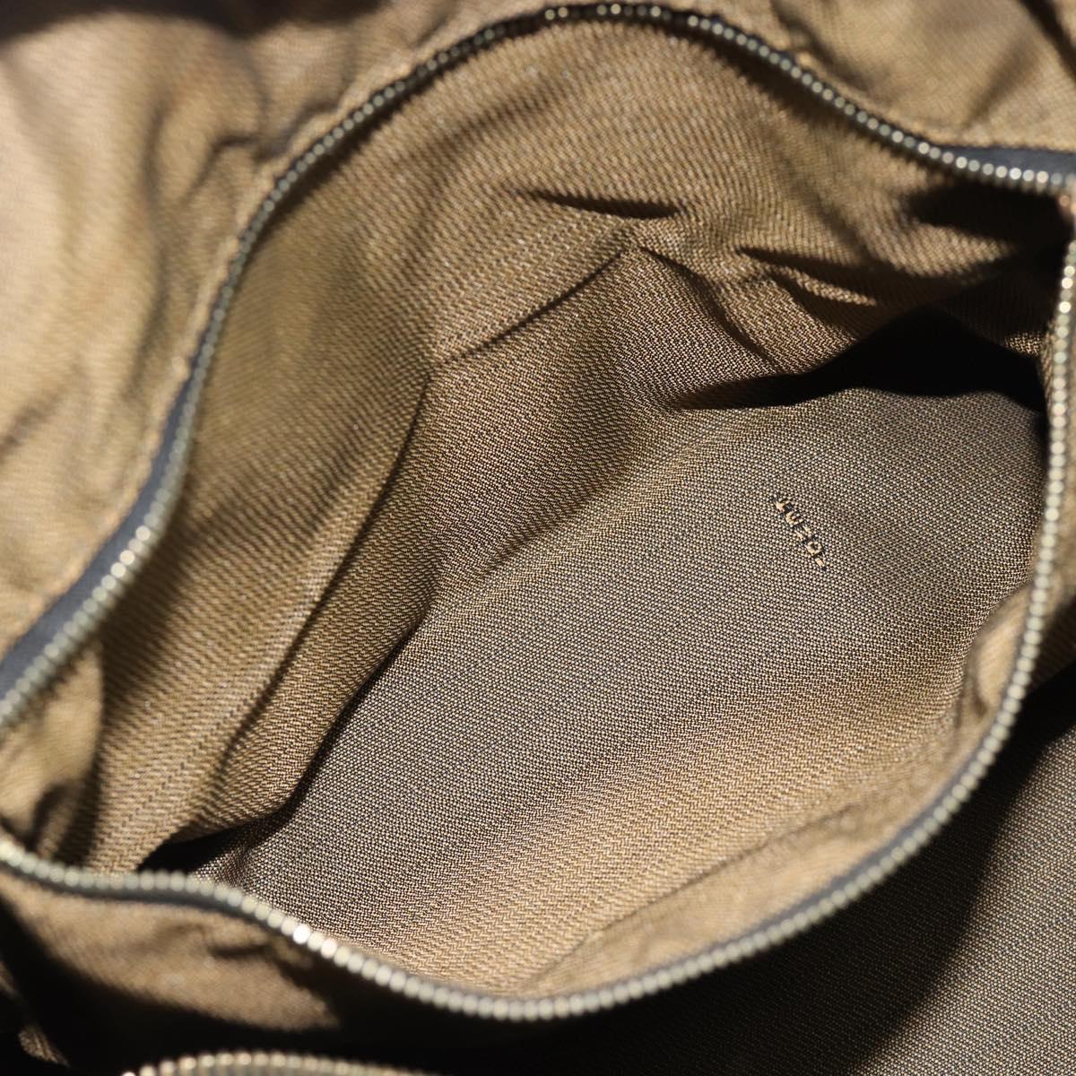 FENDI Zucca Canvas Vanity Pouch Brown Black gold Auth 112925