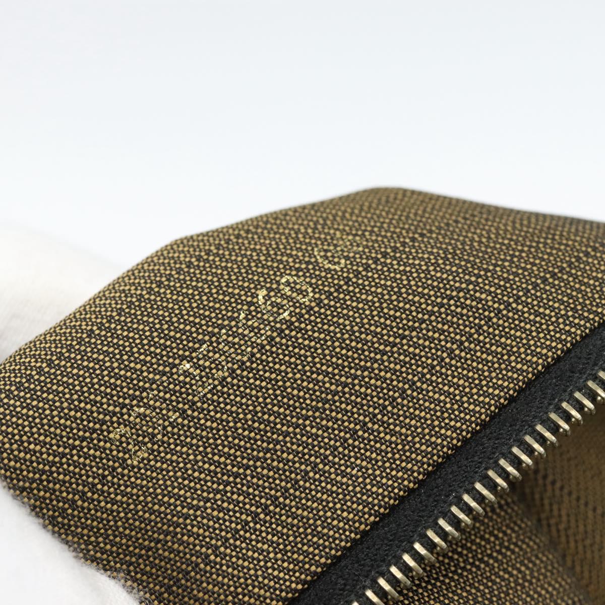FENDI Zucca Canvas Vanity Pouch Brown Black gold Auth 112925