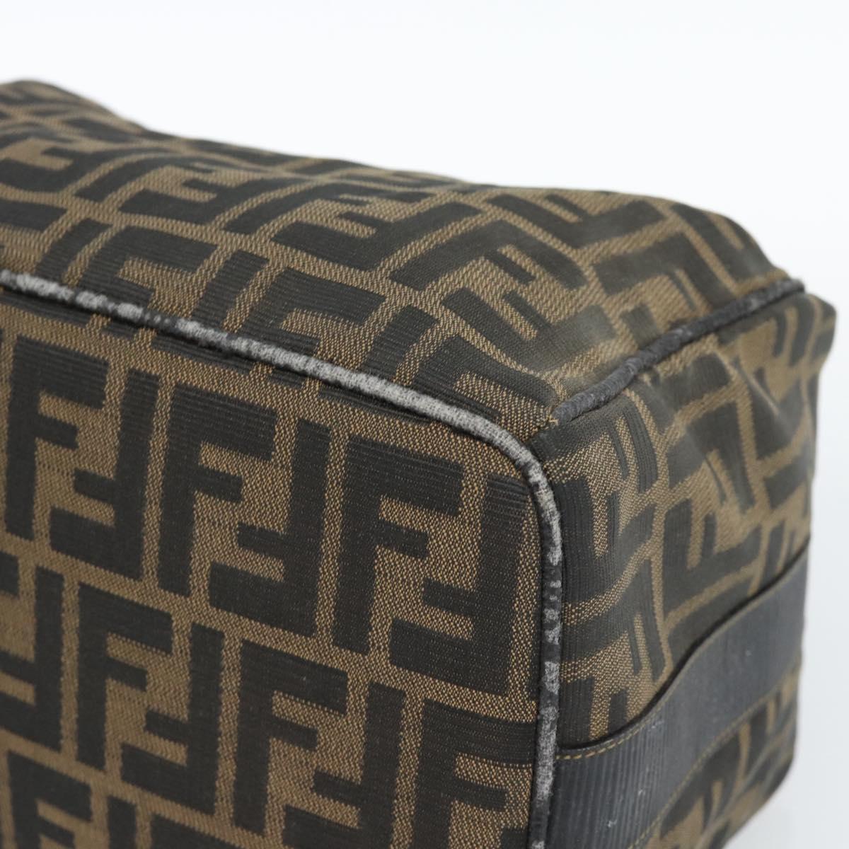 FENDI Zucca Canvas Vanity Pouch Brown Black gold Auth 112925