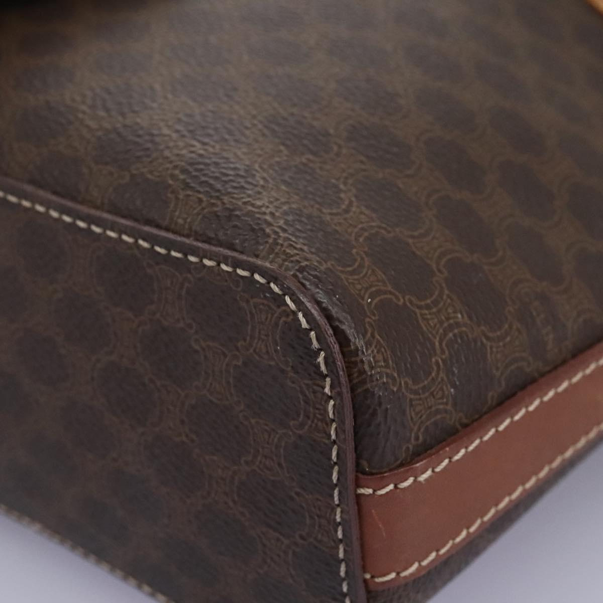 CELINE Macadam Canvas Vanity Hand Bag PVC Leather 2way Brown Auth 112929