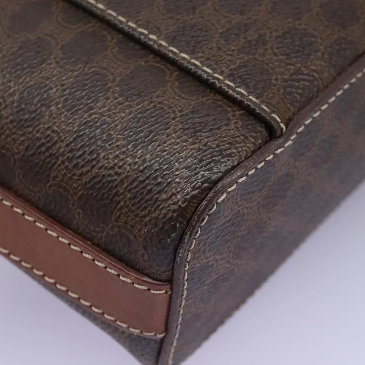 CELINE Macadam Canvas Vanity Hand Bag PVC Leather 2way Brown Auth 112929