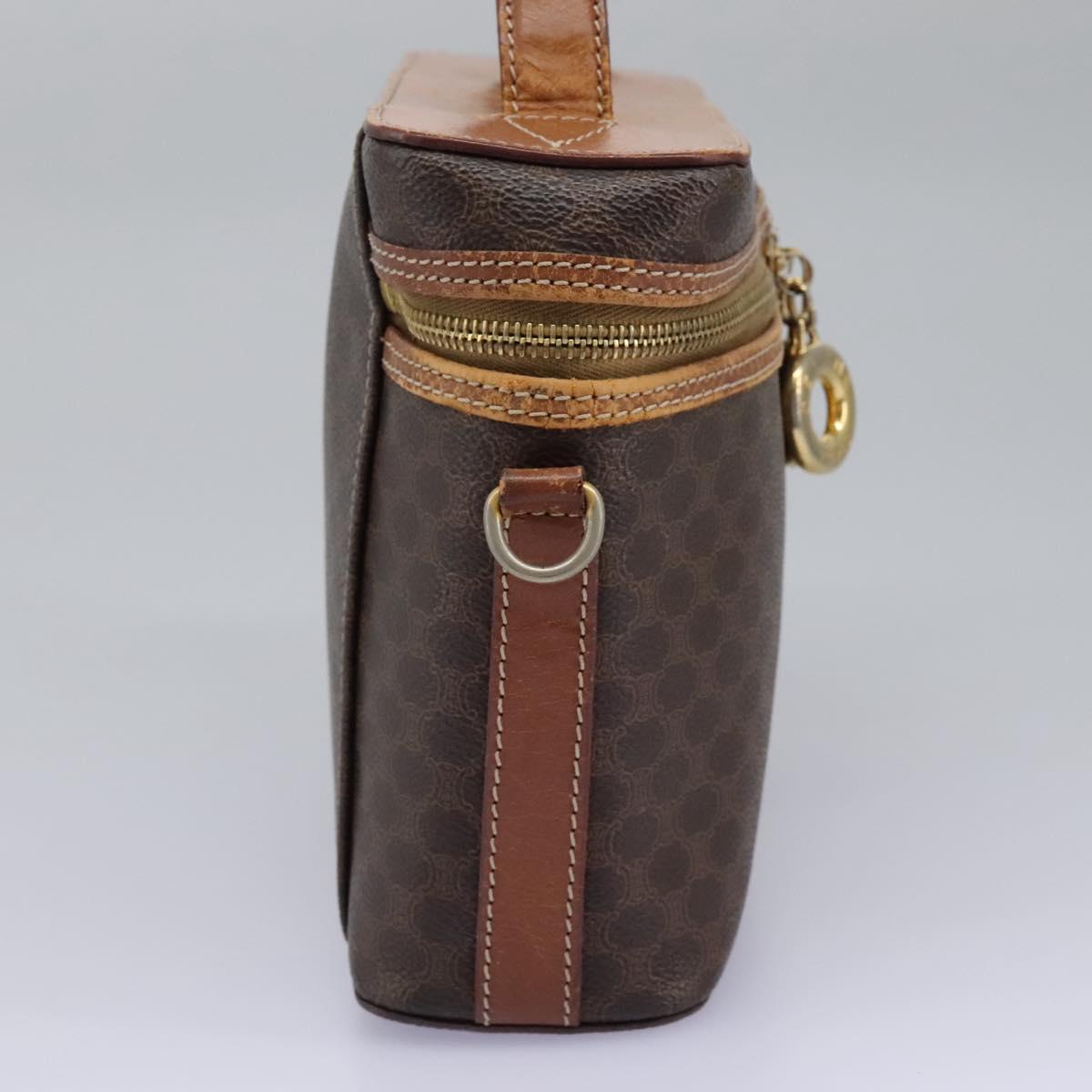 CELINE Macadam Canvas Vanity Hand Bag PVC Leather 2way Brown Auth 112929