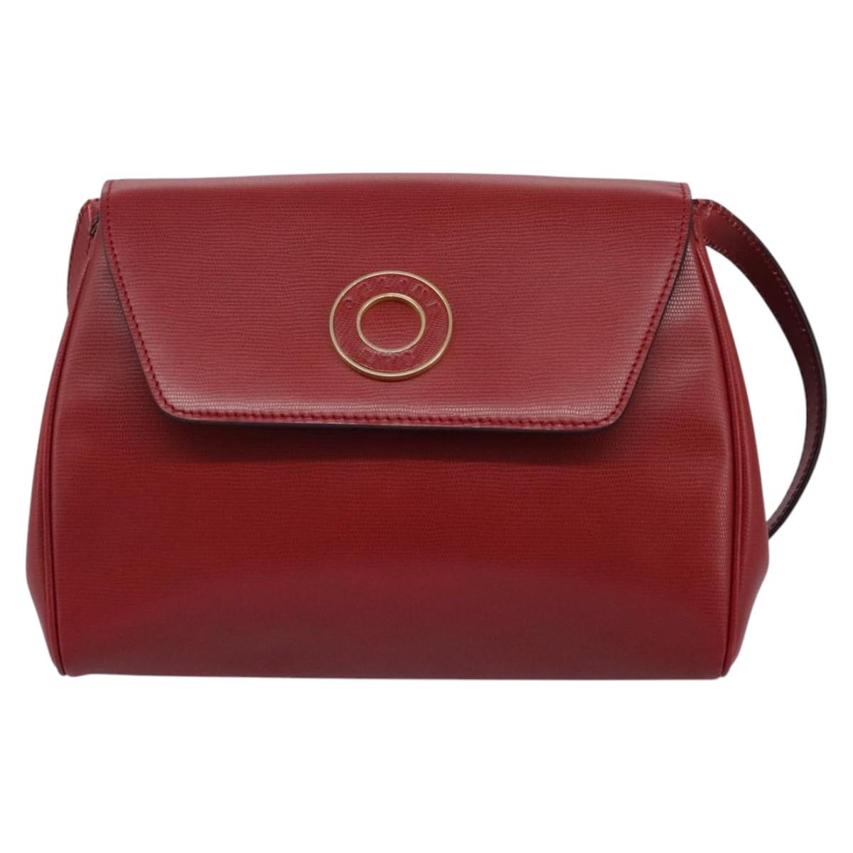CELINE Shoulder Bag Leather Red Auth 112931
