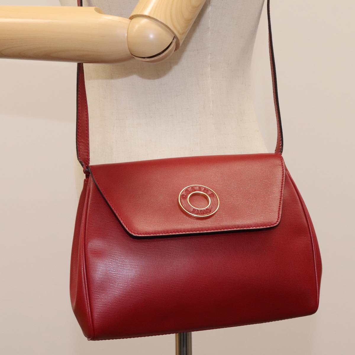 CELINE Shoulder Bag Leather Red Auth 112931