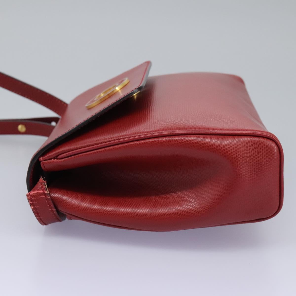 CELINE Shoulder Bag Leather Red Auth 112931