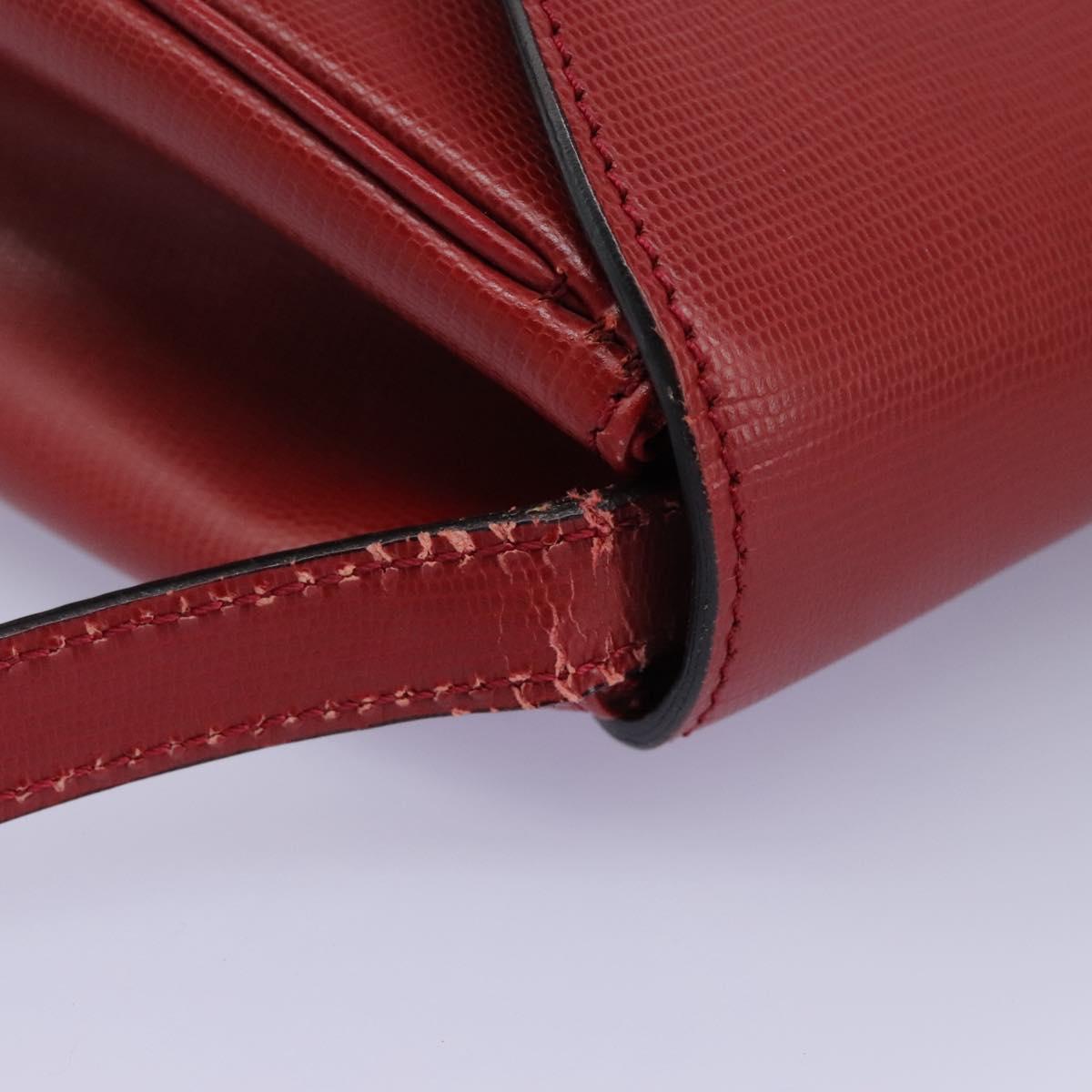 CELINE Shoulder Bag Leather Red Auth 112931