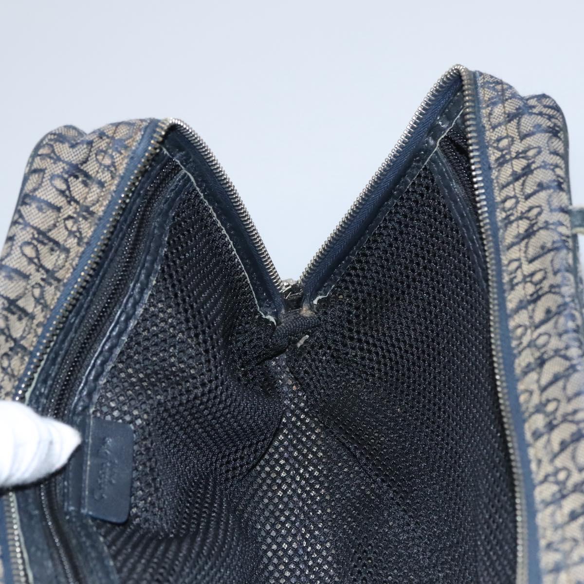 Christian Dior Trotter Canvas Hand Bag Navy Auth 112936