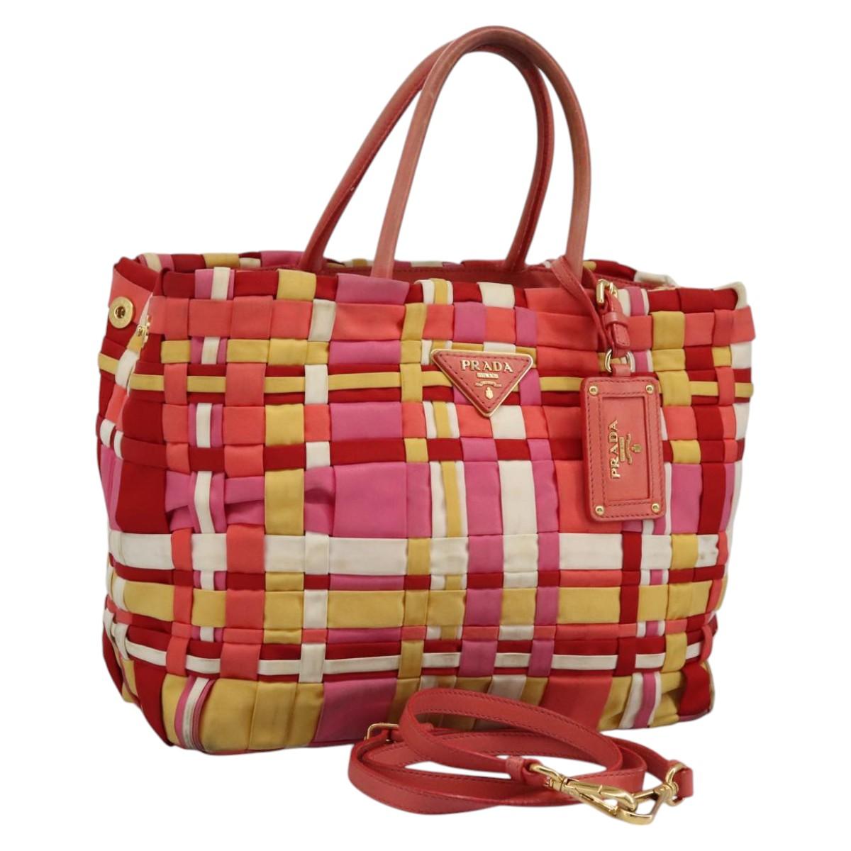 PRADA Hand Bag Nylon 2way Red Auth 112943