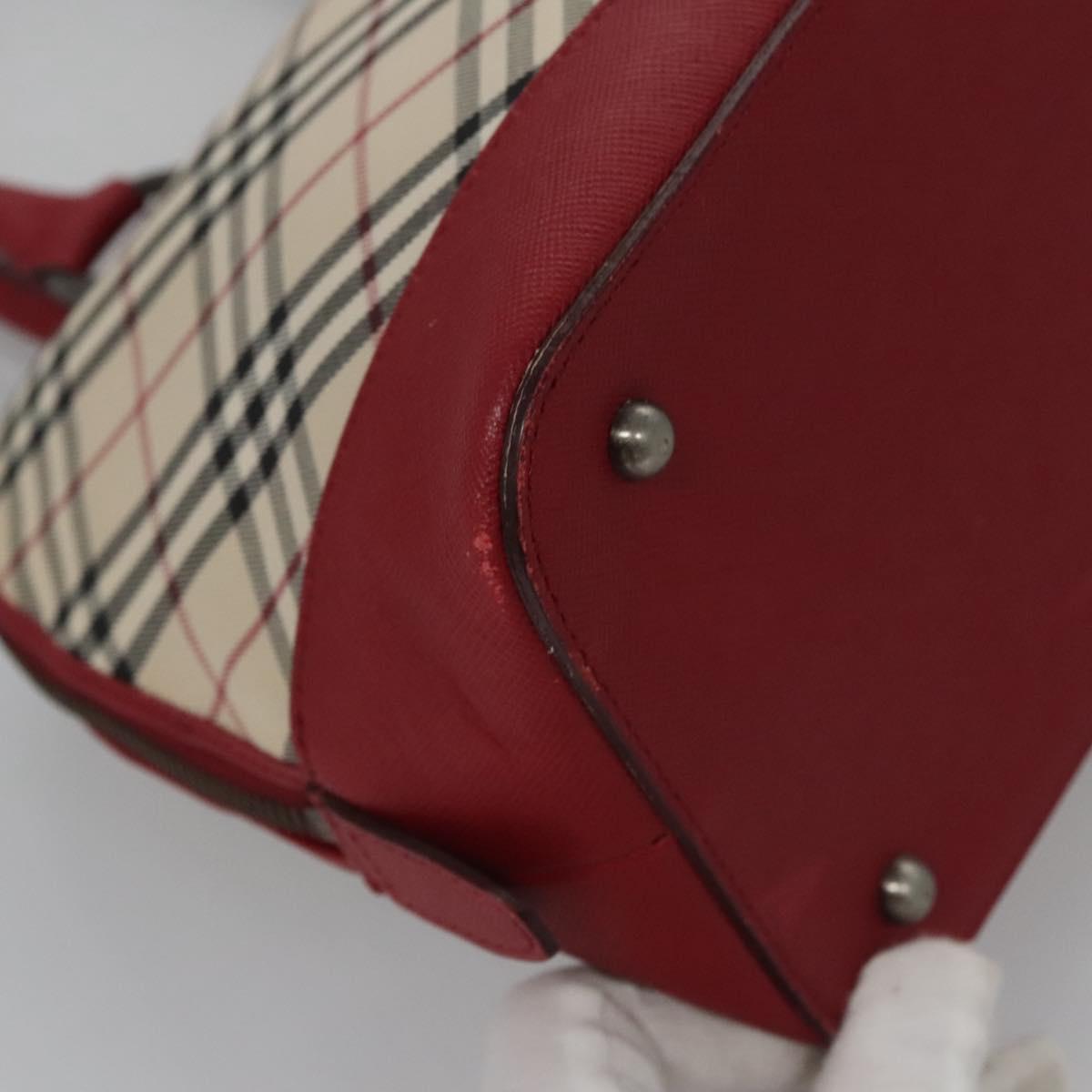 BURBERRY Nova Check Hand Bag Canvas Beige Auth 112951