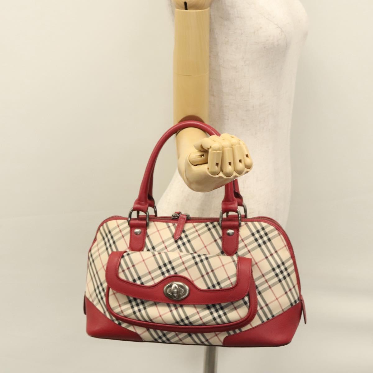 BURBERRY Nova Check Hand Bag Canvas Beige Auth 112951