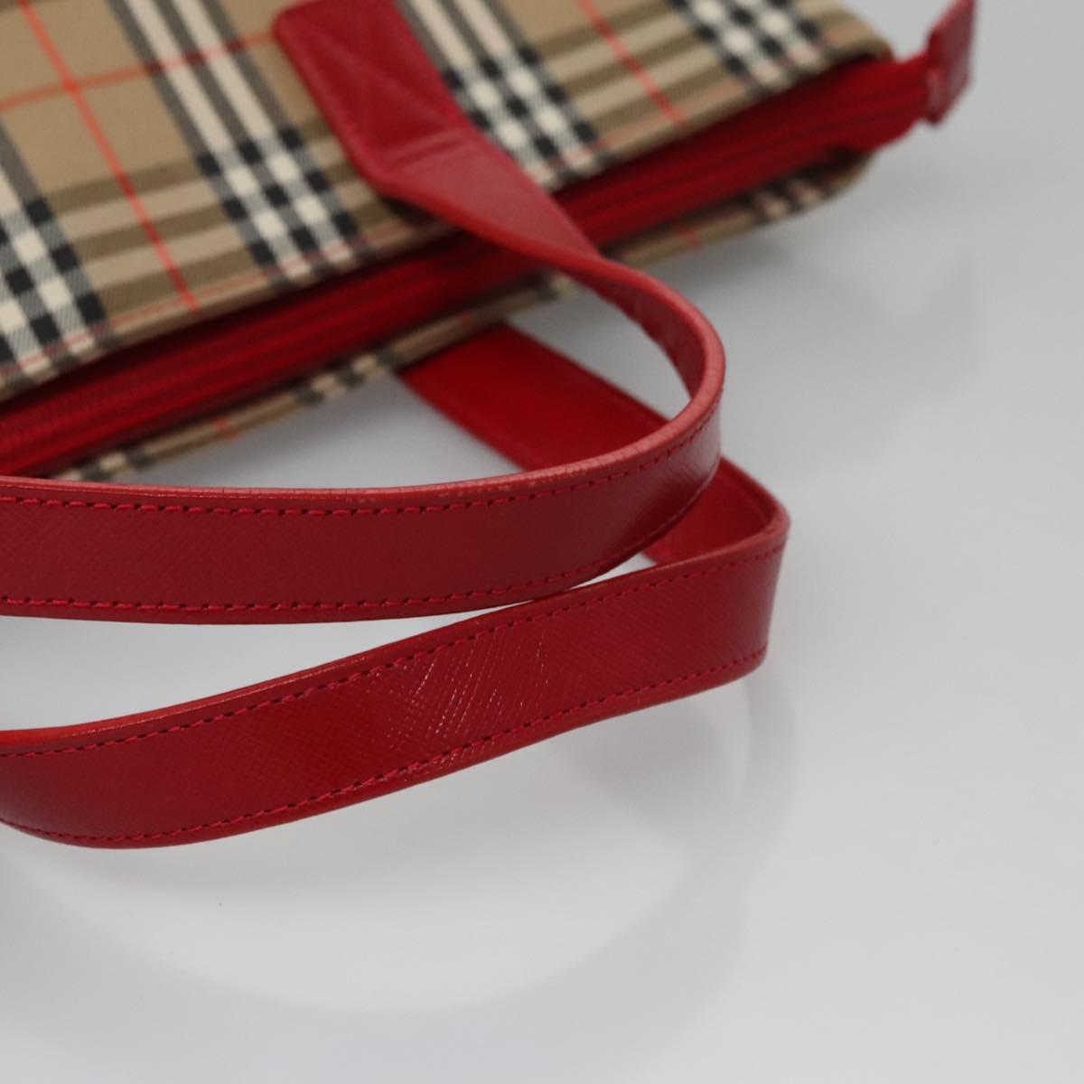 BURBERRY Nova Check Hand Bag Canvas Beige Auth 112952