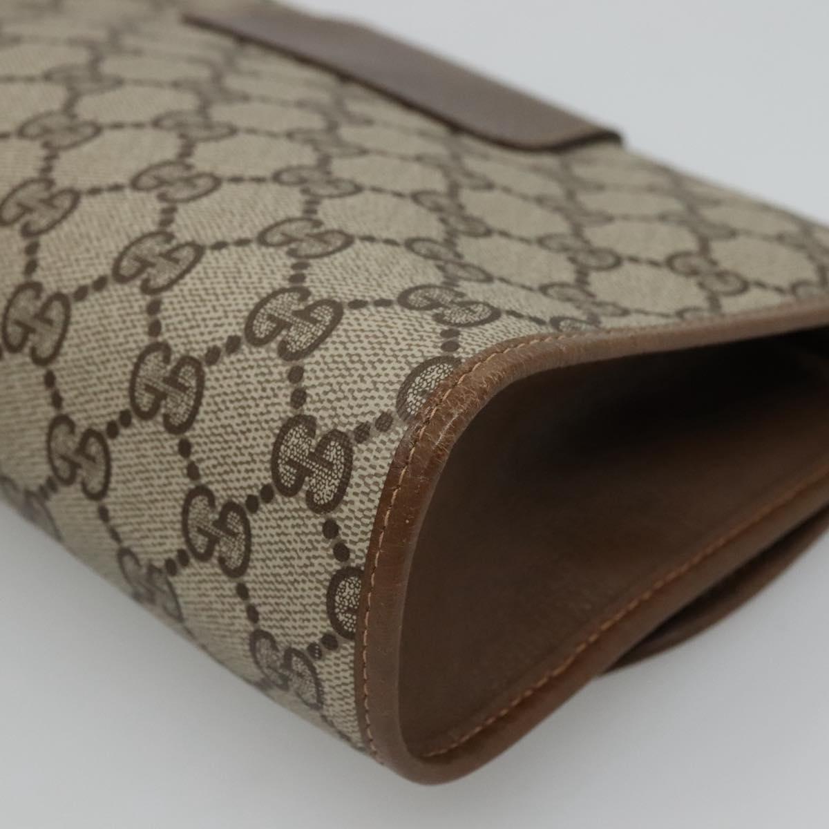 GUCCI GG Supreme Clutch Bag PVC Leather Beige Green Red Auth 112988