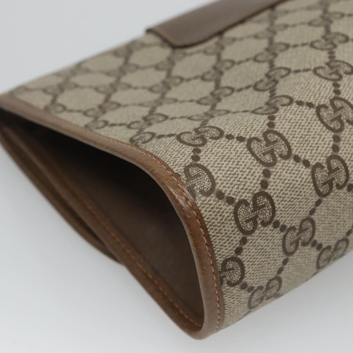 GUCCI GG Supreme Clutch Bag PVC Leather Beige Green Red Auth 112988