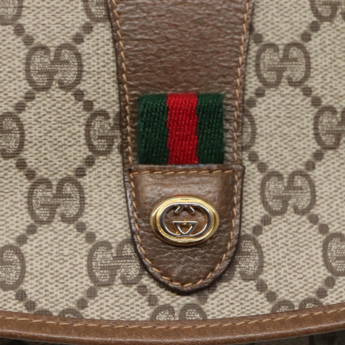 GUCCI GG Supreme Clutch Bag PVC Leather Beige Green Red Auth 112988