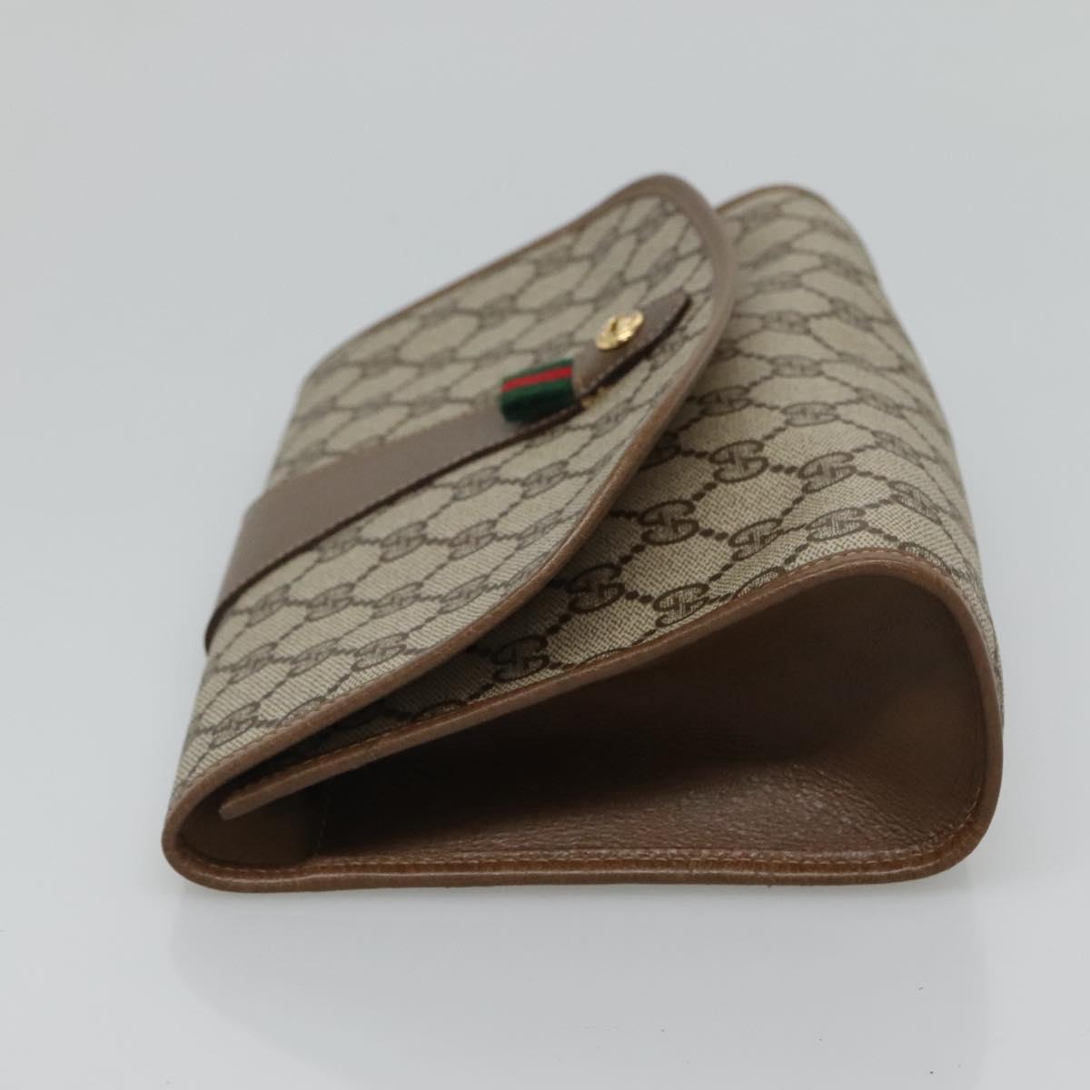 GUCCI GG Supreme Clutch Bag PVC Leather Beige Green Red Auth 112988