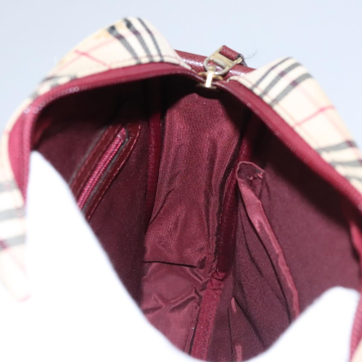 BURBERRY Nova Check Shoulder Bag Canvas Beige Red Auth 112999