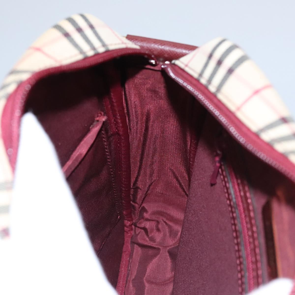 BURBERRY Nova Check Shoulder Bag Canvas Beige Red Auth 112999