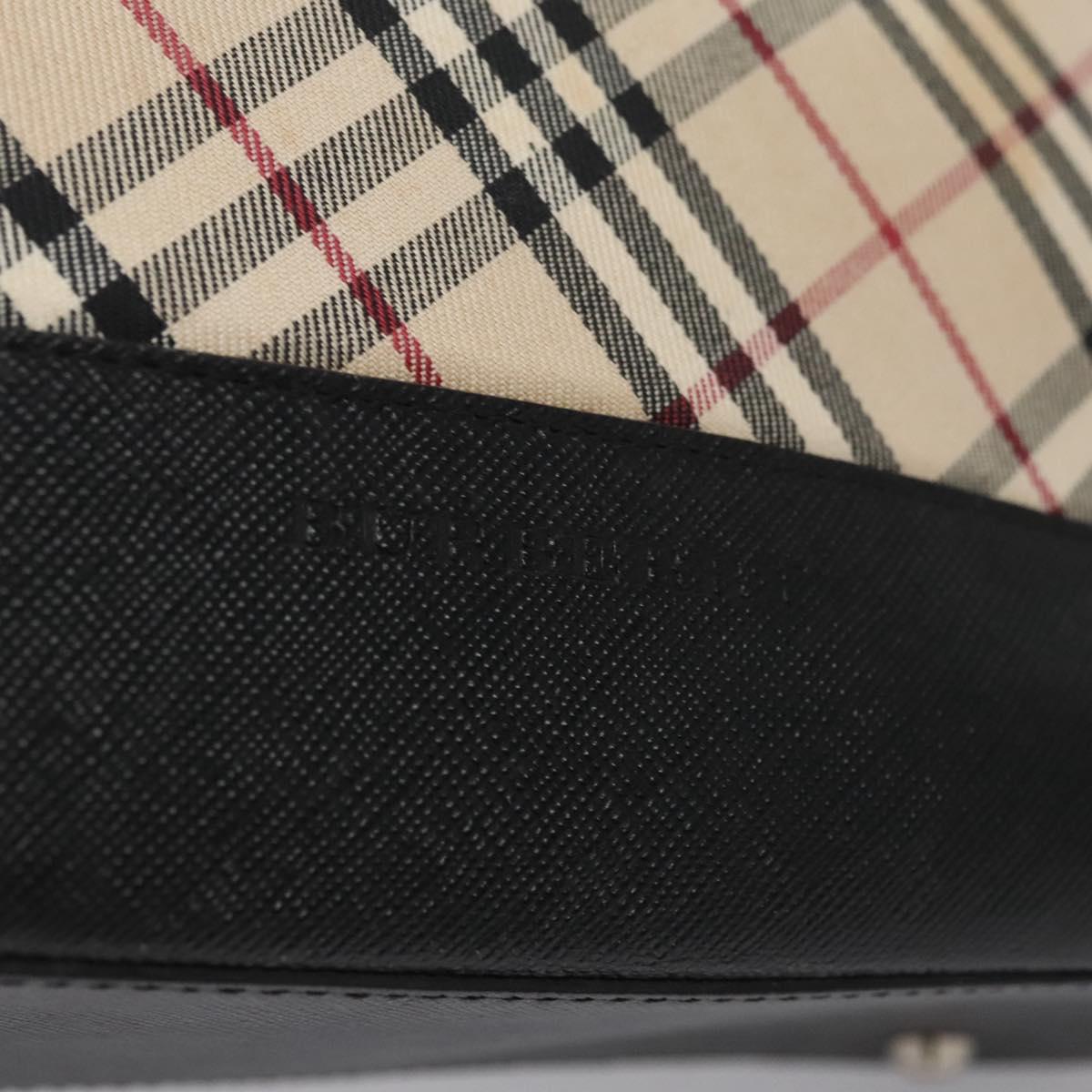 BURBERRY Nova Check Shoulder Bag Canvas Beige Black Auth 113000