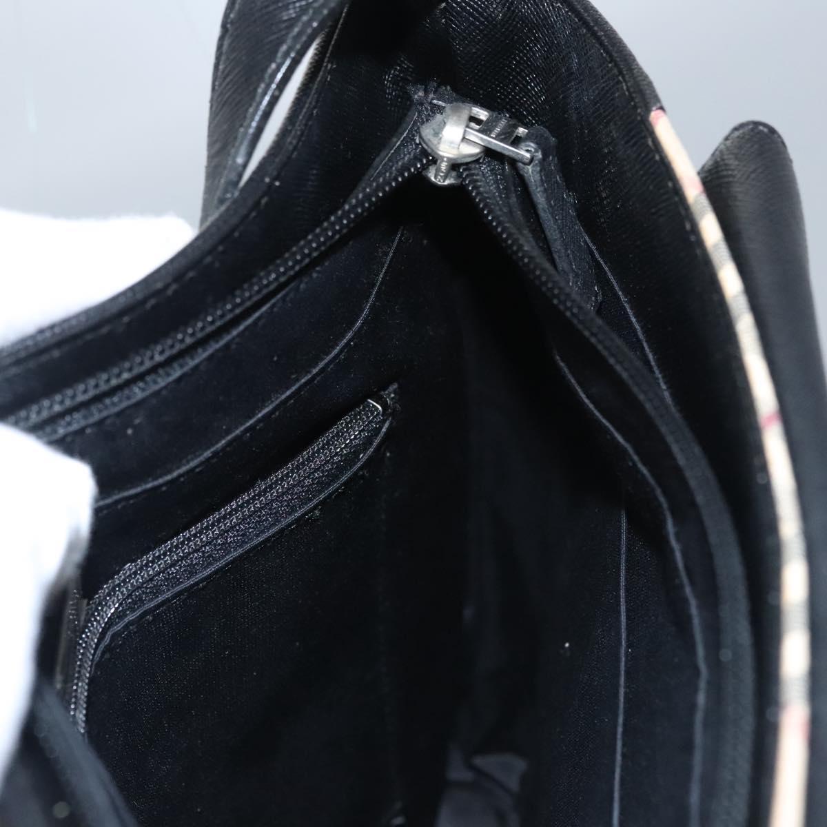 BURBERRY Nova Check Shoulder Bag Canvas Beige Black Auth 113000