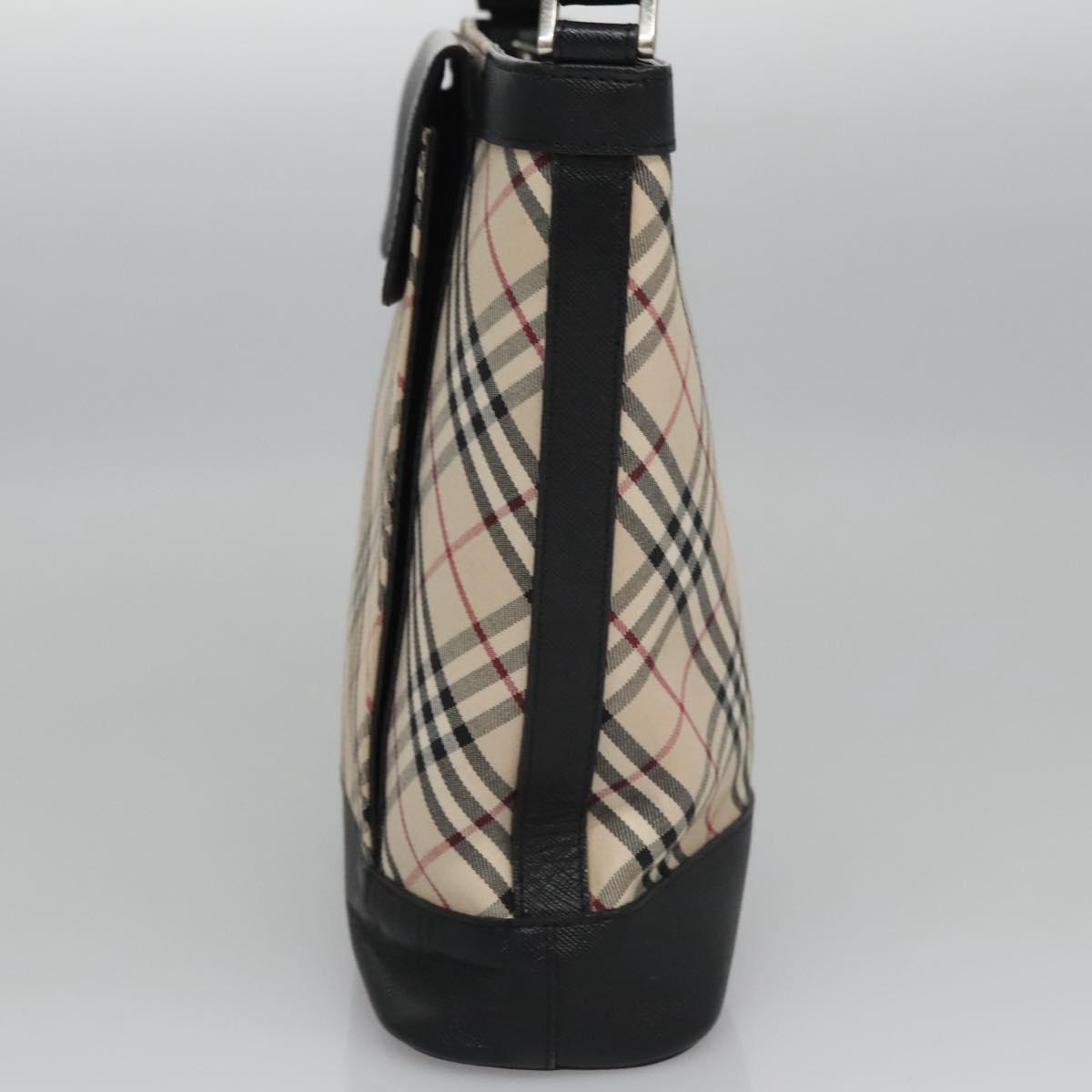 BURBERRY Nova Check Shoulder Bag Canvas Beige Black Auth 113000
