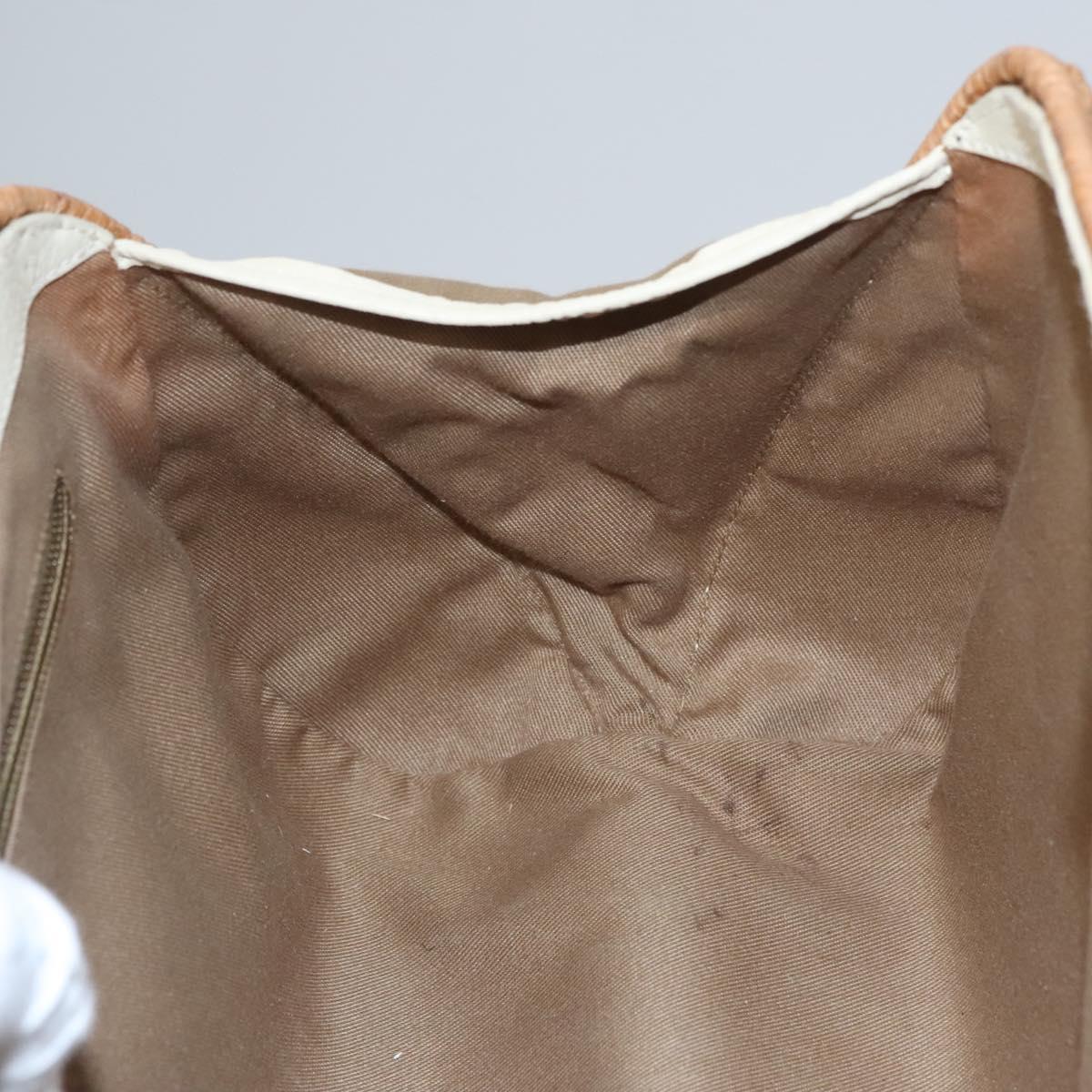 Salvatore Ferragamo Gancini Basket Bag Rattan Leather Brown gold Auth 113007