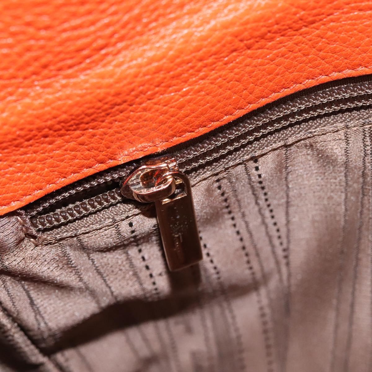 Salvatore Ferragamo Gancini Shoulder Bag Leather Orange Auth 113031