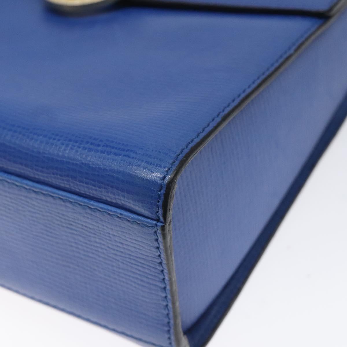 CELINE Hand Bag Leather 2way Blue Auth 113042V