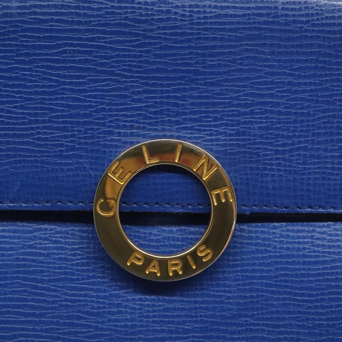 CELINE Hand Bag Leather 2way Blue Auth 113042V