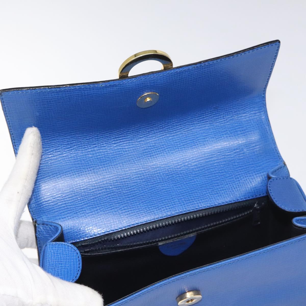 CELINE Hand Bag Leather 2way Blue Auth 113042V