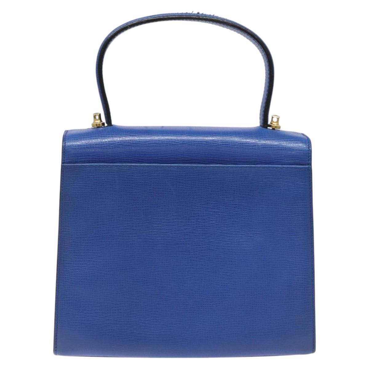CELINE Hand Bag Leather 2way Blue Auth 113042V