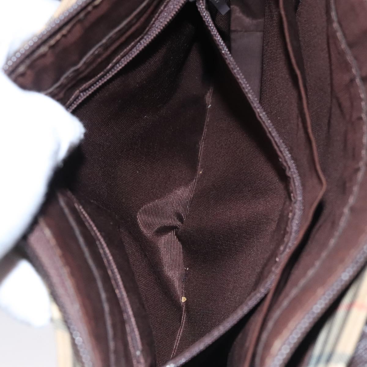 BURBERRY Nova Check Hand Bag Canvas Beige Auth 113053