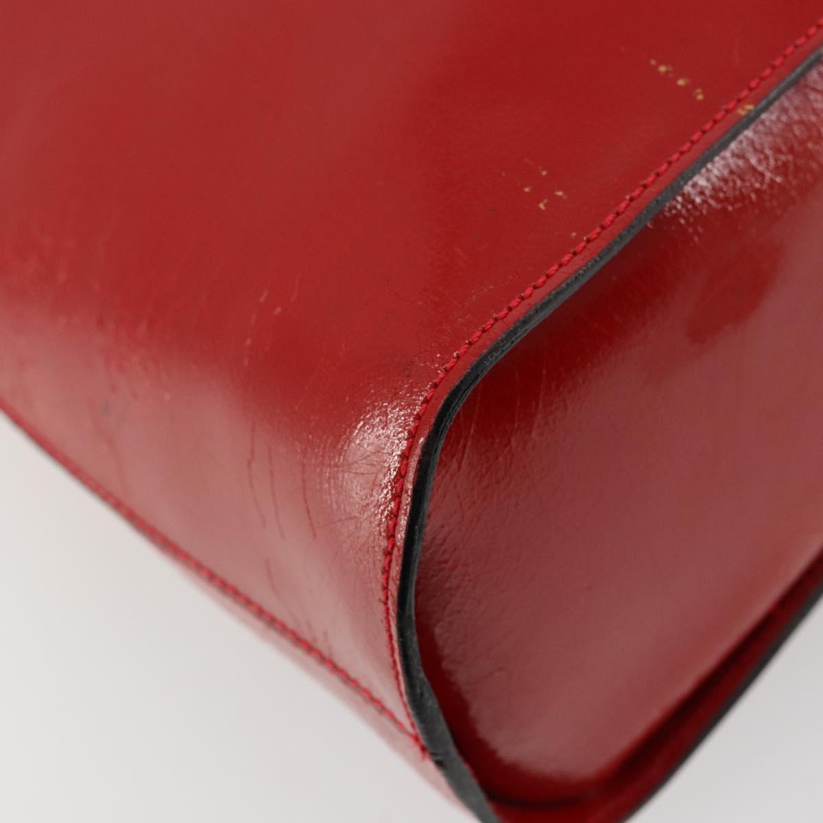 CELINE Hand Bag Patent leather Red Gold Auth 113064