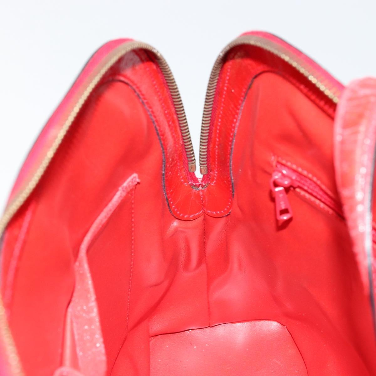 CELINE Hand Bag Patent leather Red Gold Auth 113064