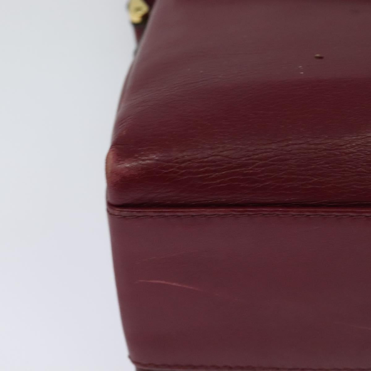 CELINE Shoulder Bag Leather Wine Red Gold Auth 113068