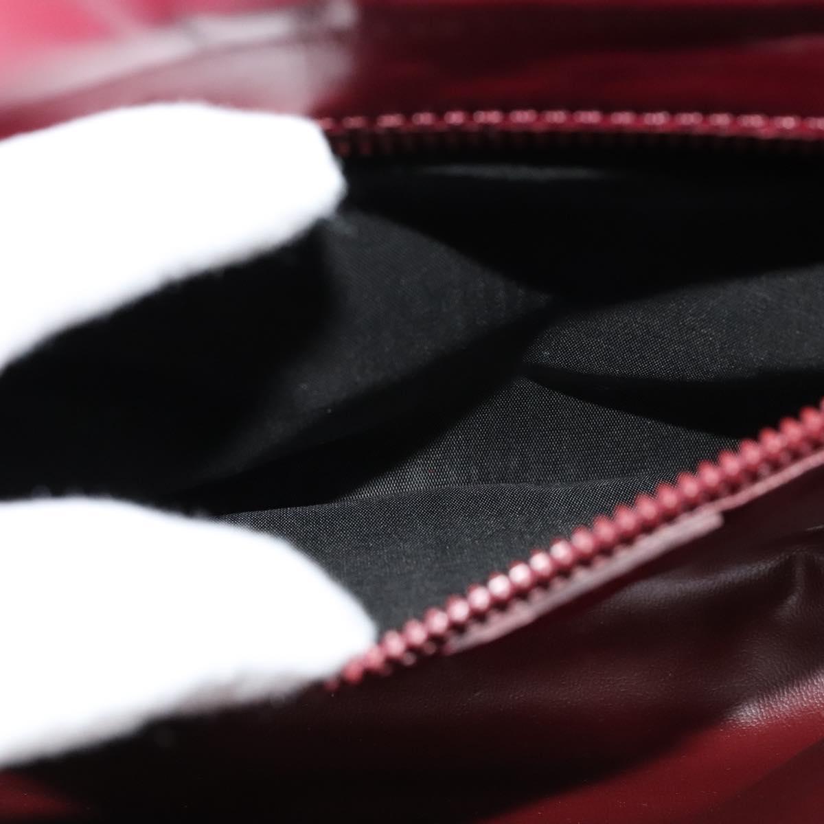 CELINE Shoulder Bag Leather Wine Red Gold Auth 113068