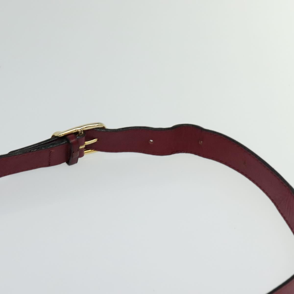 CELINE Shoulder Bag Leather Wine Red Gold Auth 113068