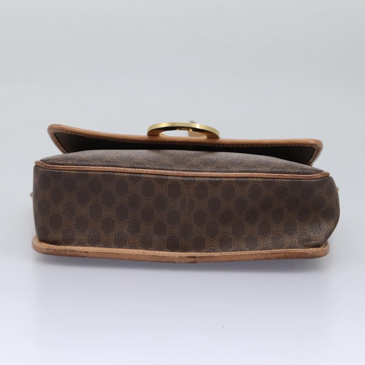 CELINE Macadam Canvas Shoulder Bag PVC Leather Brown Gold Auth 113071