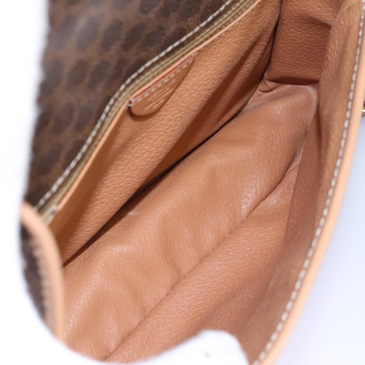 CELINE Macadam Canvas Shoulder Bag PVC Leather Brown Gold Auth 113071